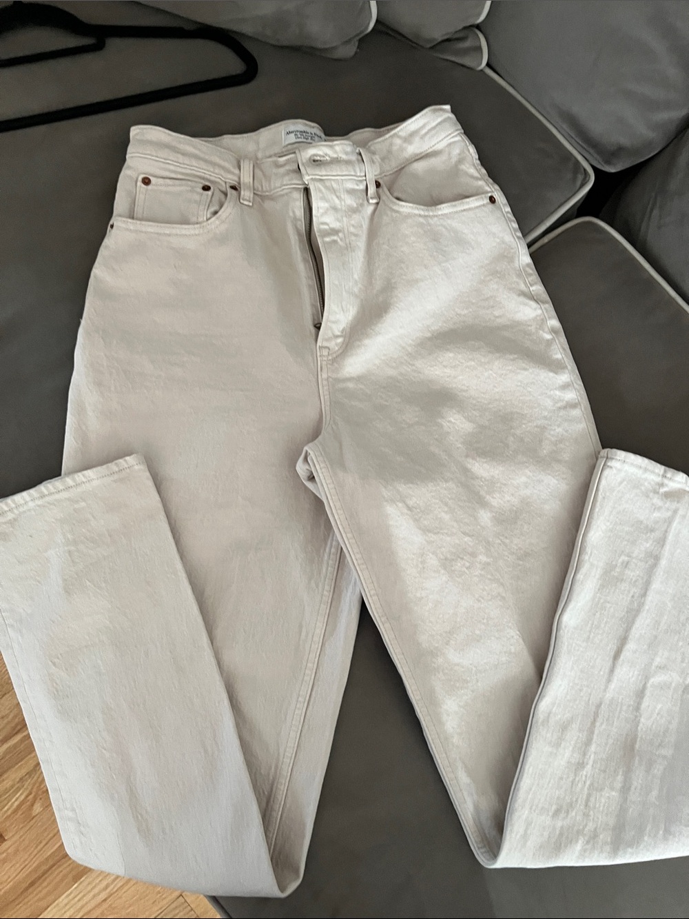 Abercrombie & Fitch Cream Ultra High-Rise Straight Jeans